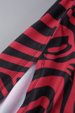 Red Sexy Print Backless Slit Spaghetti Strap Long Dress Dresses