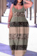 Dark Khaki Sexy Casual Print Backless Spaghetti Strap Long Dress Dresses