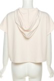 Apricot Casual Print Basic Hooded Collar T-Shirts