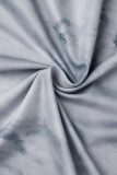 Grey Casual Print Backless Half A Turtleneck Long Dress Dresses