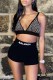Black Street Print Letter Spaghetti Strap Sleeveless Two Pieces