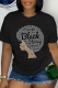 Black Street Vintage Print Patchwork Letter O Neck T-Shirts