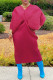 Rose Red Casual Solid Patchwork V Neck One Step Skirt Dresses