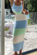 Blue Sexy Sweet Celebrities Striped Hollowed Out Strap Design U Neck One Step Skirt Dresses