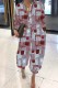 Red Casual Print Patchwork Turndown Collar Regular Jumpsuits