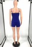 Red Casual Print Letter Spaghetti Strap Sleeveless Two Pieces
