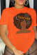 Orange Street Vintage Print Patchwork Letter O Neck T-Shirts
