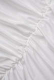 White Sexy Solid Hollowed Out Backless Strapless Wrapped Skirt Dresses