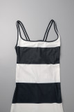 Pink Sexy Casual Striped Print Backless Spaghetti Strap Long Dress Dresses