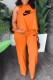 Orange Casual Print Letter O Neck Sleeveless Two Pieces