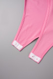 Pink Sexy Solid Patchwork U Neck Sleeveless Two Pieces