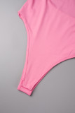 Pink Sexy Solid Patchwork U Neck Sleeveless Two Pieces