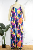 Multi-color Casual Street Print Spaghetti Strap Loose Jumpsuits