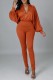 Orange Casual Solid Patchwork Zipper Collar Regular Jumpsuits