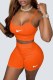 Orange Street Embroidery Patchwork Spaghetti Strap Sleeveless Two Pieces