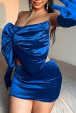 Pink Sexy Solid Backless With Bow Strapless Two Pieces (With Sleeves)