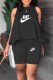 Black Casual Print Letter O Neck Sleeveless Two Pieces