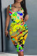 Yellow Casual Print Basic U Neck Vest Dress Dresses