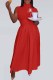Red Elegant Print Letter Half A Turtleneck Waist Skirt Dresses