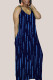 Tibetan Blue Casual Work Elegant Solid Pocket Spaghetti Strap Straight Dresses