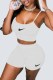 White Street Embroidery Patchwork Spaghetti Strap Sleeveless Two Pieces