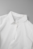 Colour Casual Work Not Positioning Printed Buckle Asymmetrical Turndown Collar High Waist Tops