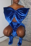Pink Sexy Solid Backless With Bow Strapless Two Pieces (With Sleeves)
