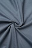Dark Gray Sexy Solid Hollowed Out Patchwork O Neck Pencil Skirt Dresses