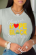 Grey Casual Daily Print Patchwork Letter O Neck T-Shirts