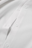 Colour Casual Work Not Positioning Printed Buckle Asymmetrical Turndown Collar High Waist Tops