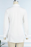 Colour Casual Work Not Positioning Printed Buckle Asymmetrical Turndown Collar High Waist Tops