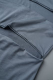 Dark Gray Sexy Solid Hollowed Out Patchwork O Neck Pencil Skirt Dresses