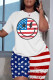 White Red Casual Flag Stars Street Graphic Print Short Sleeve Shorts and T Shirt Set
