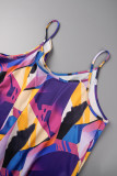 Multi-color Casual Street Print Spaghetti Strap Loose Jumpsuits