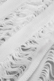 White Sexy Solid Bandage Hollowed Out Patchwork Slit Spaghetti Strap Sleeveless Two Pieces