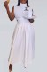 White Elegant Print Letter Half A Turtleneck Waist Skirt Dresses