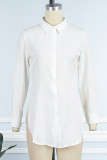 Colour Casual Work Not Positioning Printed Buckle Asymmetrical Turndown Collar High Waist Tops