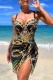 Black Sexy Print Backless Swimwears (With Paddings)