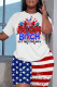 Red Casual Flag Stars Street Graphic Print Short Sleeve Shorts and T Shirt Set