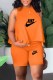 Orange Casual Print Letter O Neck Sleeveless Two Pieces