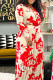 Red Casual Print Patchwork Oblique Collar Long Sleeve Two Pieces