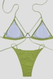 Green Sexy Solid Bandage Hollowed Out Backless Swimwears (With Paddings)