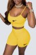 Yellow Street Embroidery Patchwork Spaghetti Strap Sleeveless Two Pieces