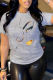 Grey Casual Print Patchwork O Neck T-Shirts