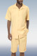 Light Yellow Two Piece Short Sleeve Print Walking Suit Set With Shorts