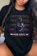 Black Casual Daily Print Letter O Neck T-Shirts