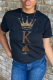 Black Street Daily Print Patchwork O Neck T-Shirts