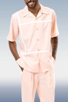 Pink Color Block Short Sleeve Walking Set Available in 4 Colors