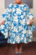 Blue Casual Sweet Street Floral Patchwork O Neck Irregular Dress Plus Size Dresses