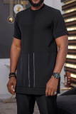 Black Men's Leisure Walking Suit-008